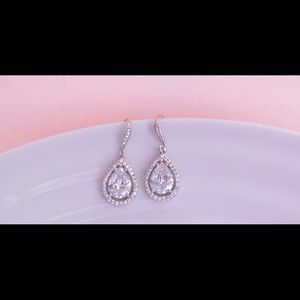 Sterling Silver Teardrop Bridal Earrings